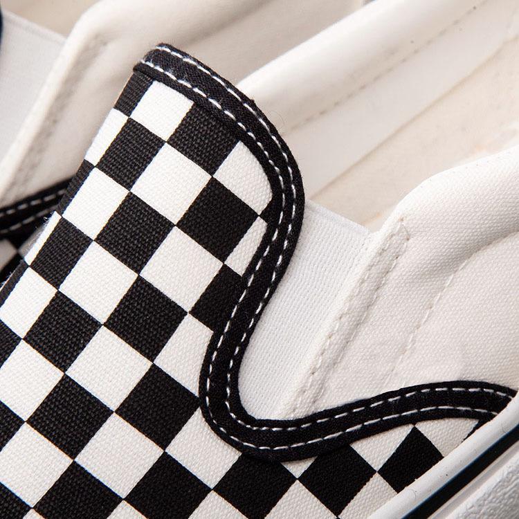 Women Checkered Flat Casual Canvas Sneakers