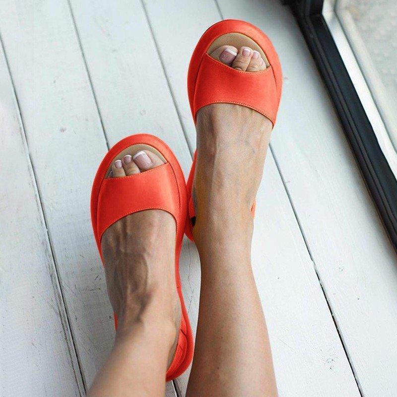 Women Fashion Footbed Peep Toe Slip On Sandals