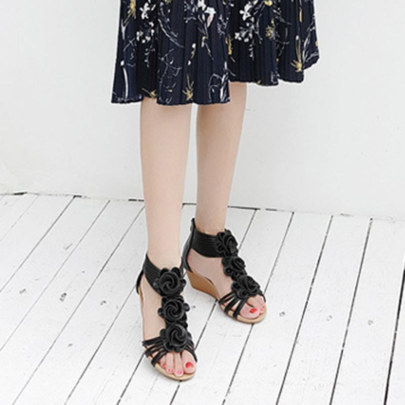 Women Flower Wedges Large Size Fashion Comfortable Sandals