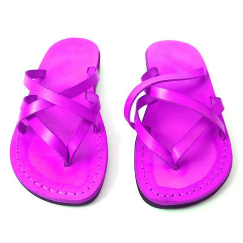 Women Leather Slippers Casual Flip Flops Shoes