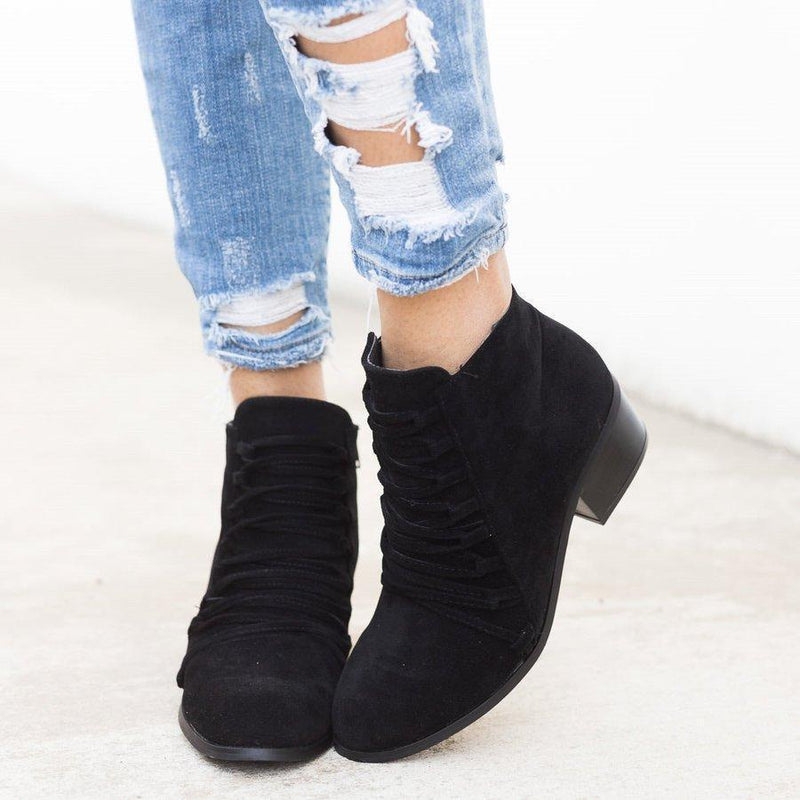 Women Fashion Ankle Boots Faux Suede Zipper Boots