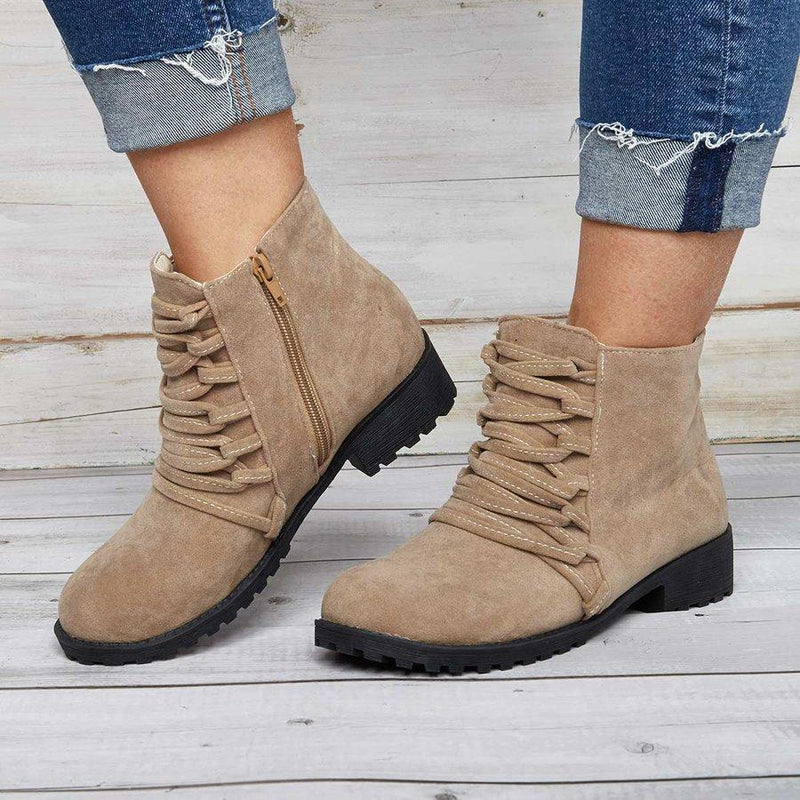 Women Fashion Ankle Boots Faux Suede Zipper Boots